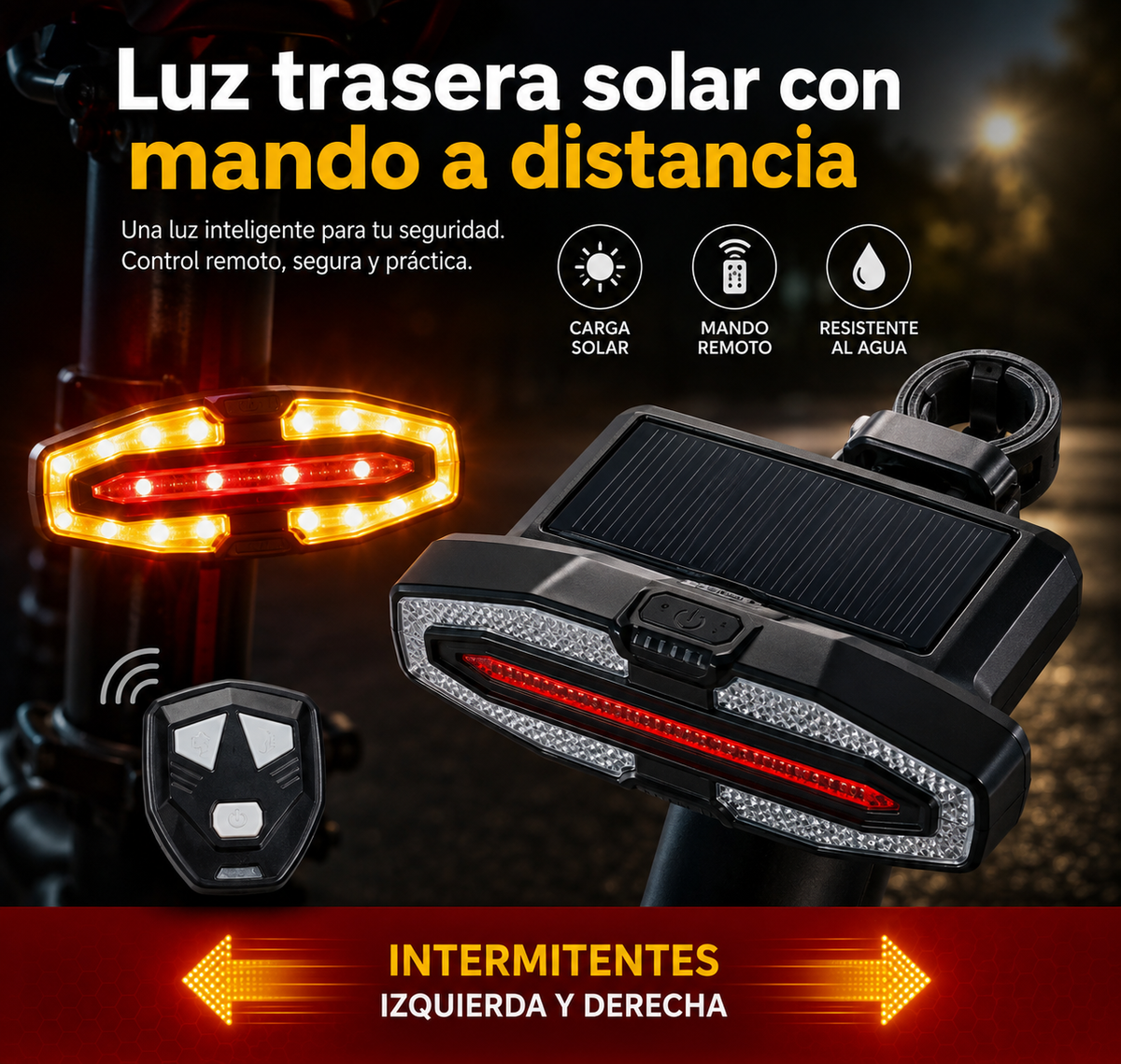 Luz Trasera Inteligente con Intermitentes Inalámbricos para Bici y Patinete Eléctrico