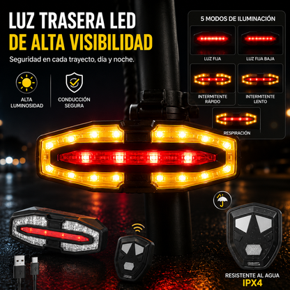Luz Trasera Inteligente con Intermitentes Inalámbricos para Bici y Patinete Eléctrico