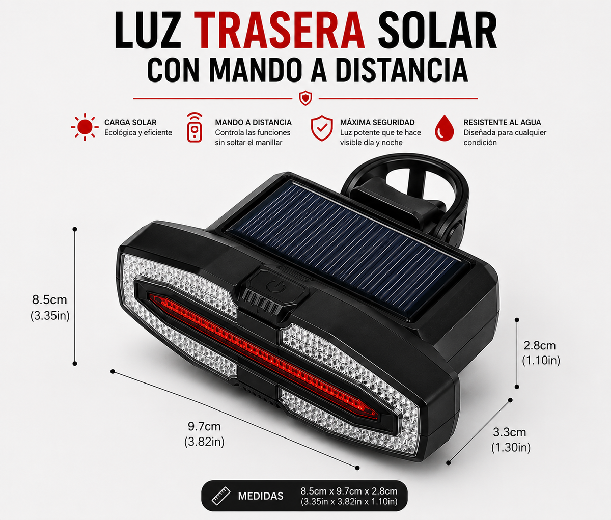 Luz Trasera Inteligente con Intermitentes Inalámbricos para Bici y Patinete Eléctrico